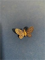 1970's Silver Tone Double Winged Butterfly Brooch
