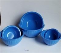 Lot of 6 Blue Mixing Bowls