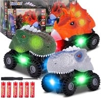 Dinosaur Cars with LED Lights and Sound 4 Pack