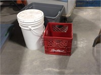 Storage Tote, Milk Crate And Pail