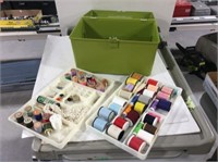 14 in. sewing box and contents