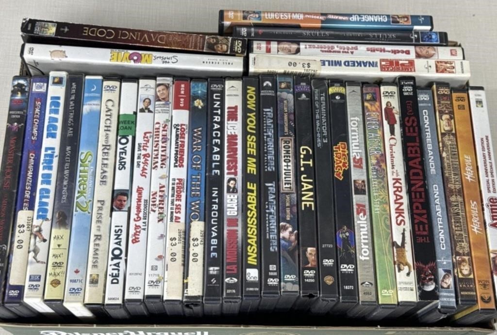 Flat Box Full of DVD's- Auction Movies