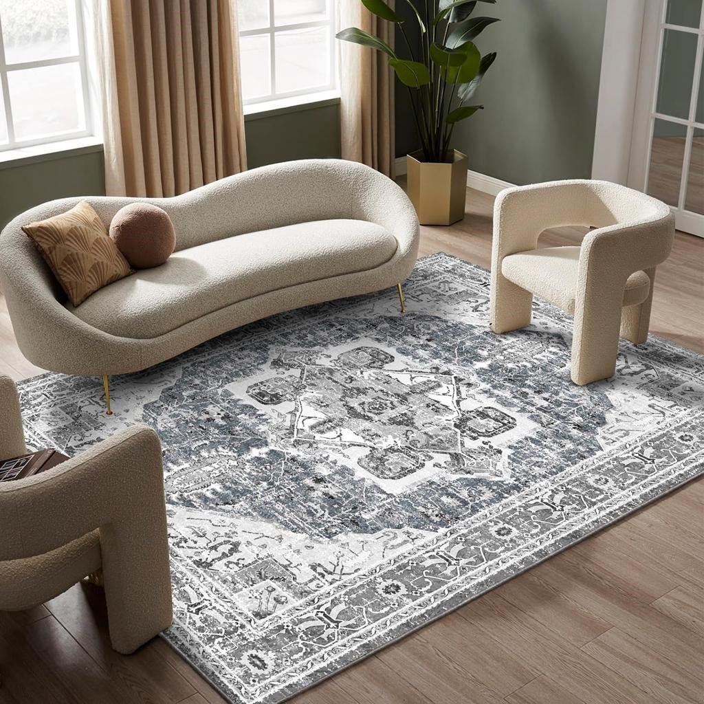 5x7 Area Rugs - Machine Washable Rugs for Living
