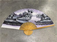 Large Hand Painted Fan 35 " Tall