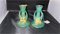 ROSEVILLE USA #1163-41/2” POTTERY CANDLE HOLDERS