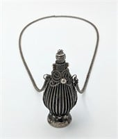 Unique Metal Snuff Bottle With Chain With Spoon