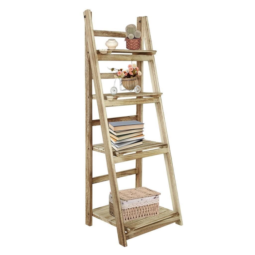 Babion 4 Tier Ladder Shelf, Industrial Leaning