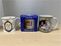3 English Royalty Mugs - 2x Queen's Diamond