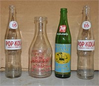 Old bottles incl Pop Kola, Meadow Gold & more