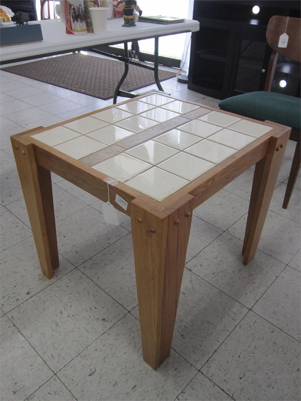 WOODEN TILE TOP END TABLE
