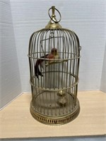 Small Metal Birdcage with Bird on a Clip
