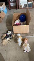 Various dolls and stuffed animals