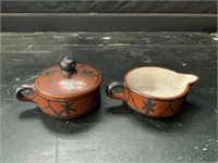 vintage peruvian pottery cream and sugar