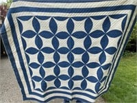 Full Size Blue & White Hand Sewn Quilt