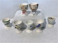 Seven Assorted Vintage Stoneware Egg Cups
