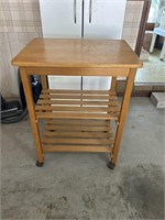 32” tall wood rolling cart