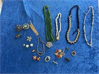 Vtg costume jewelry & antique pins