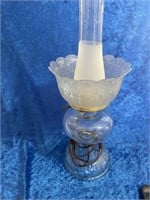 Antique lamp shade & chimney clear glass