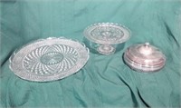 Cake plates and serving dishes.