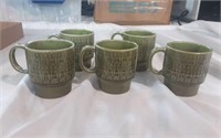 Vintage Green Ceramic patterned coffee mugs
