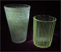 (2) Uranium Glass Tumblers