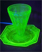 Uranium Glass Parfait & Side Plate