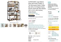 B9396  SUPERJARE Bakers Rack 39.3 x 15.5 Inches