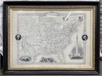 1850’s United States Large Tallis Map Framed Print