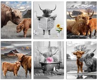 New Rinsiken Canvas Wall Art Highland Cow Print