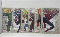 New Marvel 6 Pack of Superhero Tin Wall Hangings
