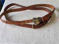 2 solid leather ladies belts tory bridle leather