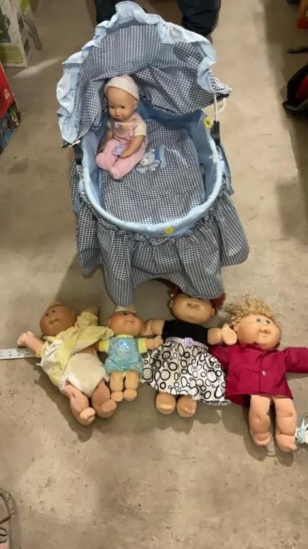 Cabbage patch dolls, doll stroller