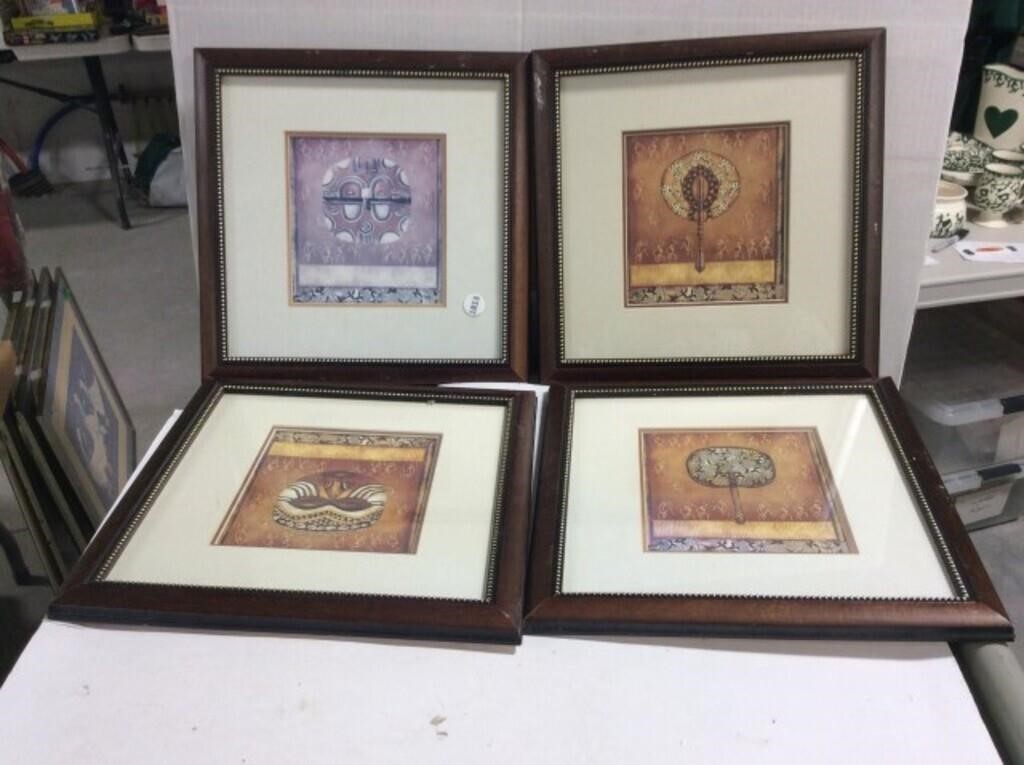 4 Framed Prints 11.5 x 11.5 "