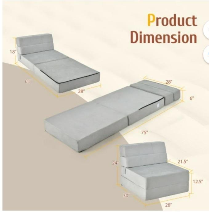 Retail$180 Tri-Fold Sofa/Bed