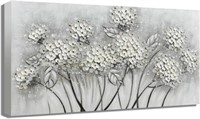 White Flower Wall Art  Canvas  20x40 Inch