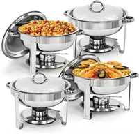 4 Pack 5 Qt Stainless Steel Chafer Set