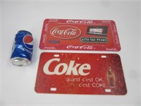 2 plaques auto décoratives, Coca-Cola
