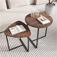 2-Pk Side Tables, Round and Triangular, Wood