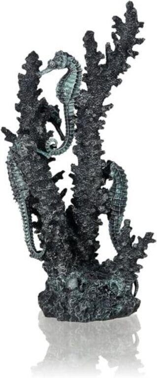 Seahorses On Coral Sculpture, Medium, Black