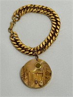 Boucher Gold Tone Bracelet w Charm