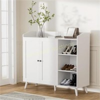 White 5-Tier Shoe Cabinet  Fits Size 16