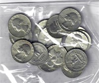 (20) Random Date 90% Silver Washington Quarters