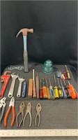 There is hand tools, aqua, insulator, pliers,