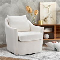 Upholstered Swivel Round Barrel Accent Arm Chair