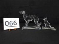 2 Dog Glass Figurines