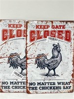 New 2 PCs 12 x 8 In Chicken Yard Sign Decor for