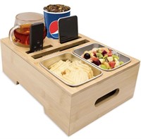 Iswabard Bamboo Couch Tray with Cup Holder, Snack