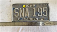 Iowa 86 license plate