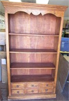 6ft Solid Wood Bookcase w/ Drawers VERY HEAVY