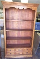 Solid Wood Bookcase w/ Drawers VERY HEAVY